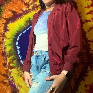 Burgundy Bomber Jacket